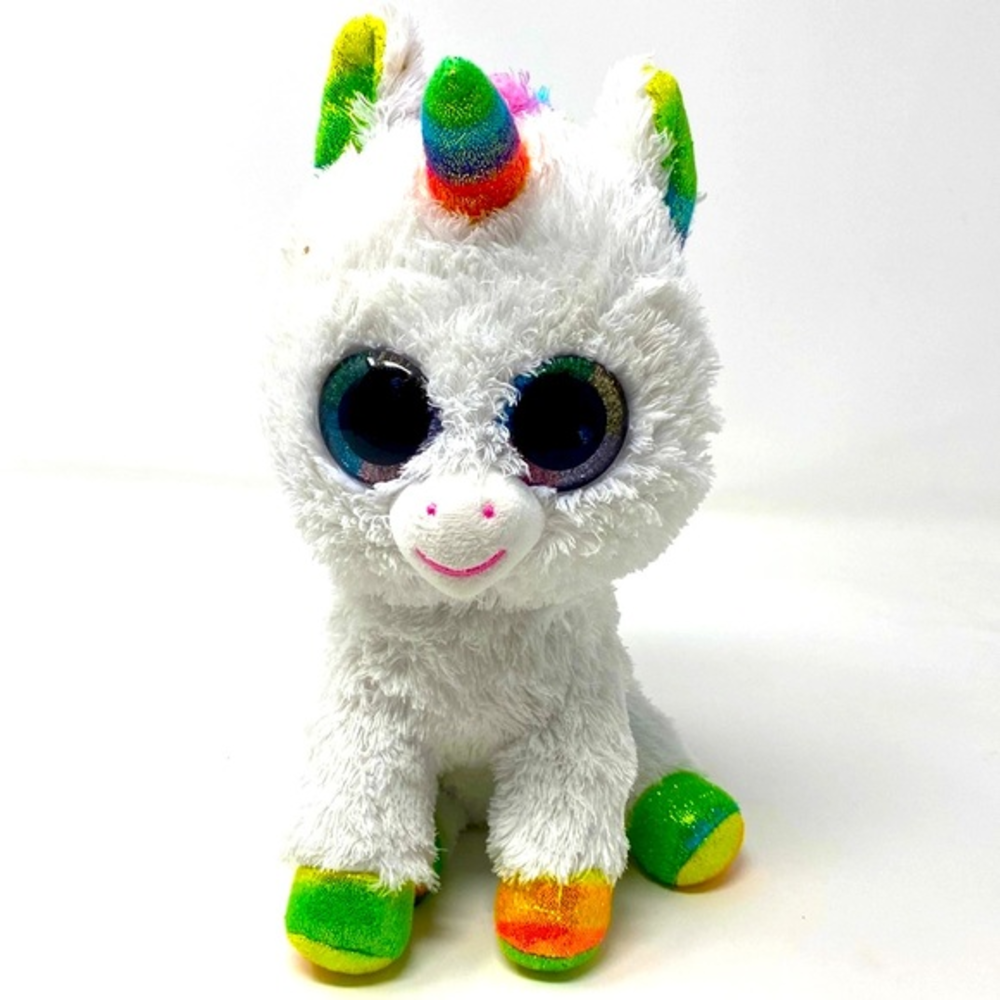 Ty Silk Pixy White Unicorn Rainbow Accents and Glitter Eyes 2019
